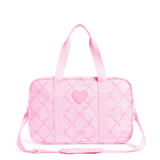 STATE x LoveShackFancy Rockaway Duffle Pink Peppermint