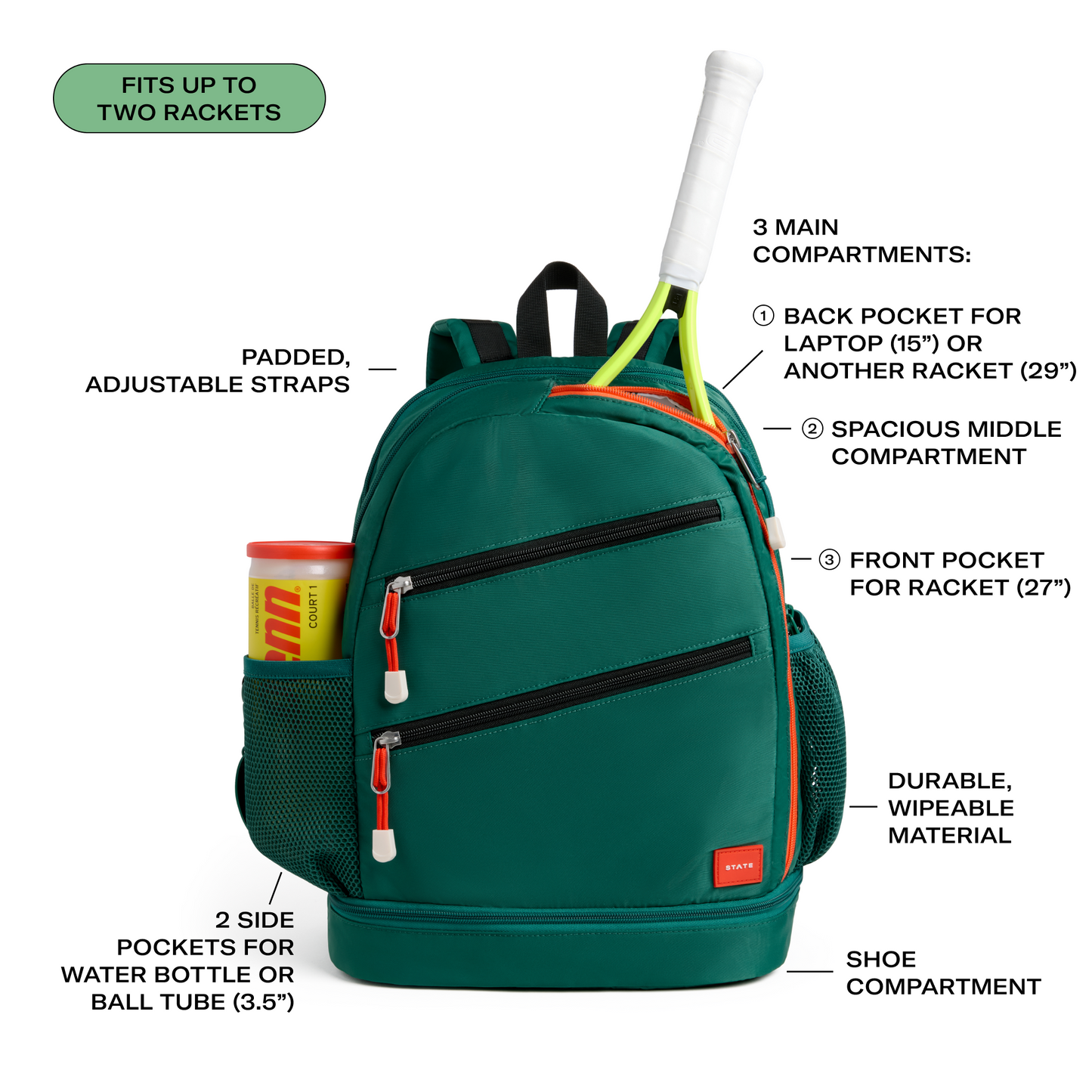 Lenox Tennis Backpack Evergreen