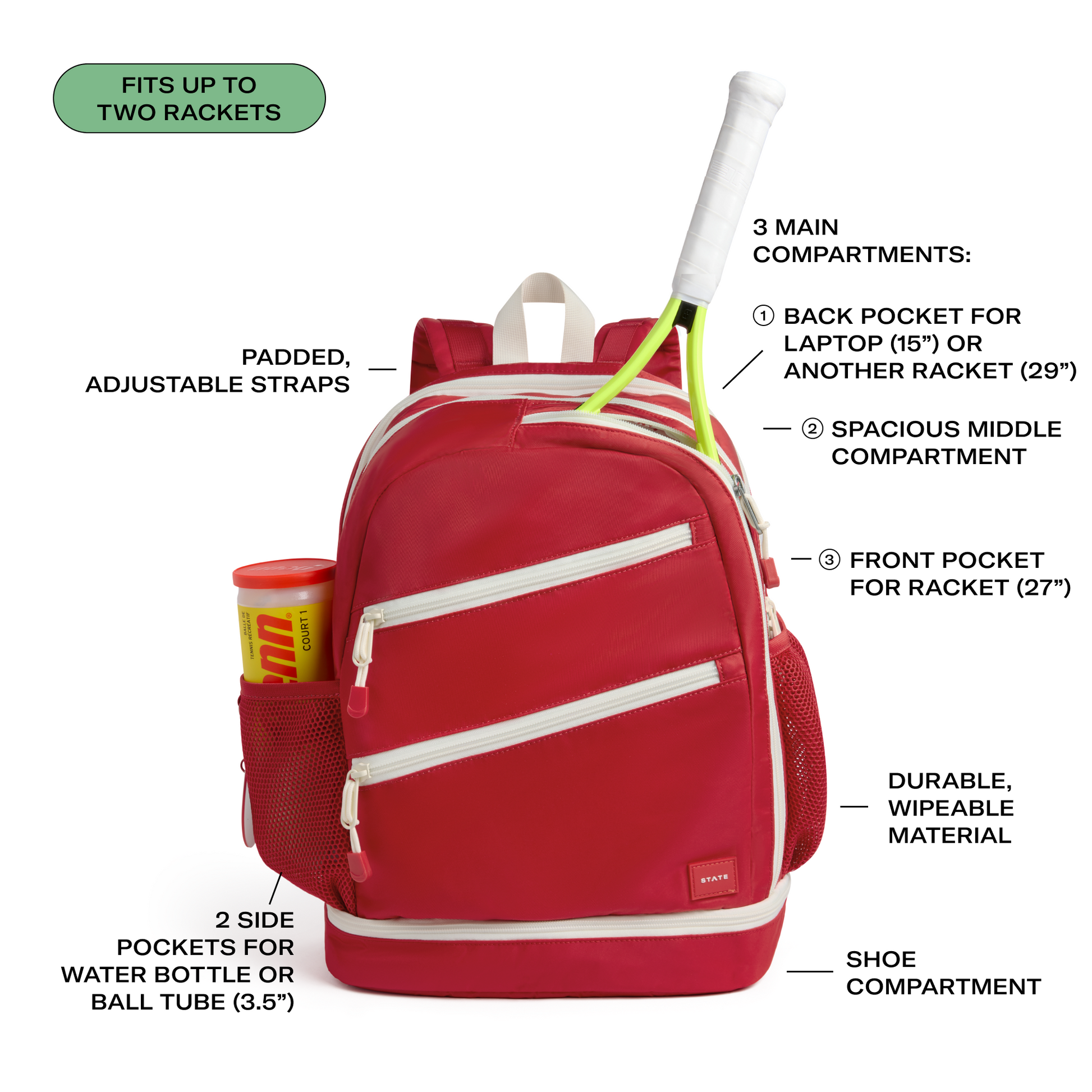 Lenox Tennis Backpack Red