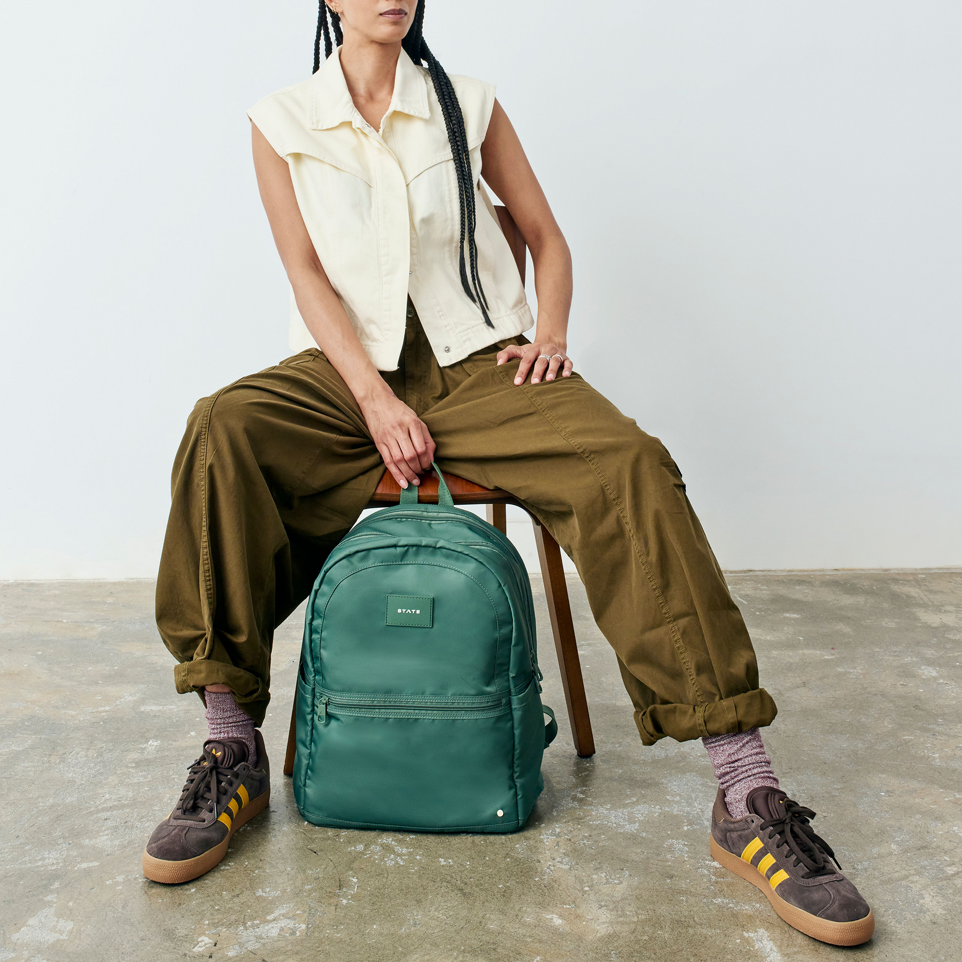 Evans Double Pocket Backpack Olive